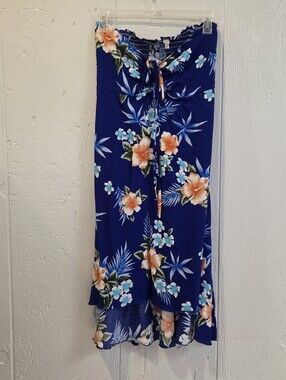 Vintage Hawaii Women’s Blue Tropical Floral Swim Cover-Up Dress